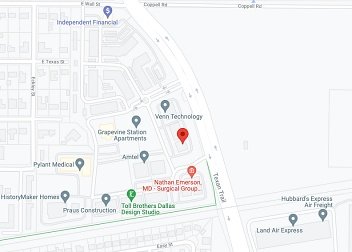 Map of [[company]]' dermatology clinic in Grapevine, Texas